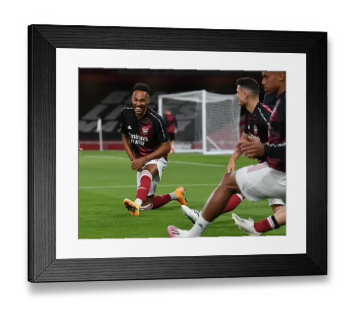 Framed Print : Arsenal's Aubameyang Gears Up: Arsenal vs West Ham United, Premier League 2020-21