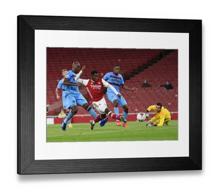 Framed Print : Eddie Nketiah Scores His Second Goal: Arsenal's Triumph Over West Ham in 2020-21 Premier League