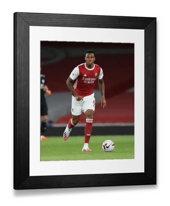 Framed Print : Arsenal's Magalhaes in Action: Premier League Clash Against West Ham United (2020-21)