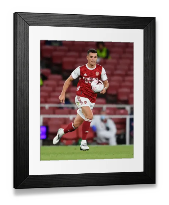 Framed Print : Granit Xhaka: Arsenal's Midfield Maestro in Action Against West Ham United, Premier League 2020-21