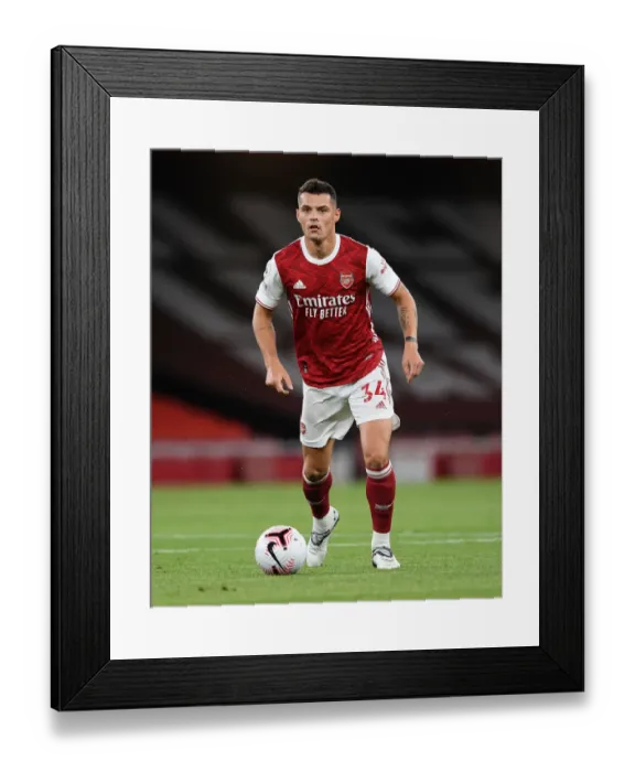 Framed Print : Granit Xhaka: In Action for Arsenal Against West Ham United, Premier League 2020-21