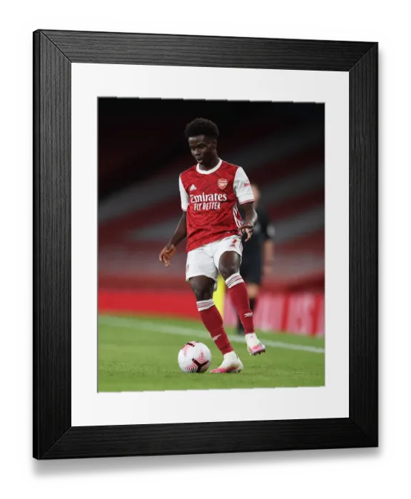 Framed Print : Arsenal's Bukayo Saka in Action Against West Ham United - Premier League 2020-21