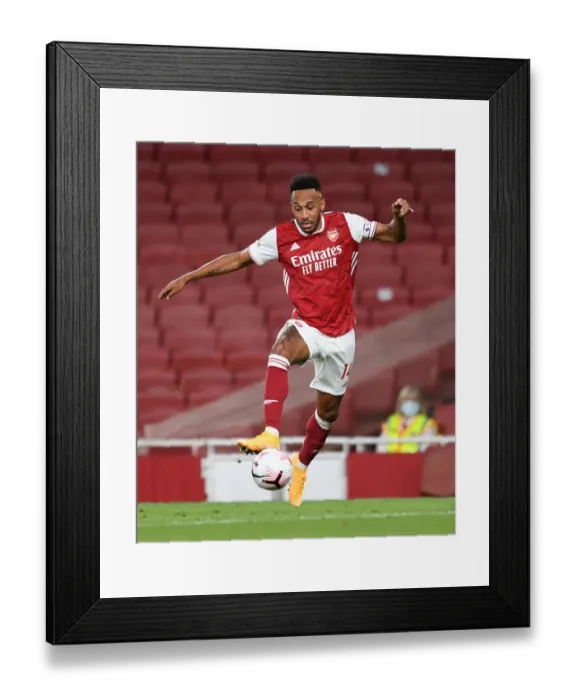 Framed Print : Arsenal's Aubameyang Scores Brilliant Goals: Arsenal Victorious over West Ham United (2020-21)