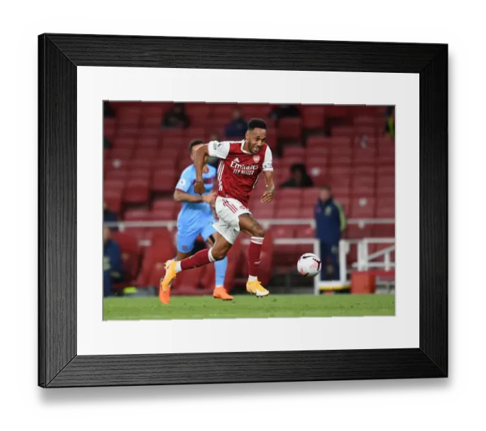 Framed Print : Arsenal's Aubameyang Scores Brilliant Goal in Arsenal vs. West Ham United: 2020-21 Premier League Showdown