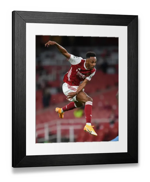 Framed Print : Arsenal's Aubameyang Scores Brace: Arsenal Victorious over West Ham United (2020-21)