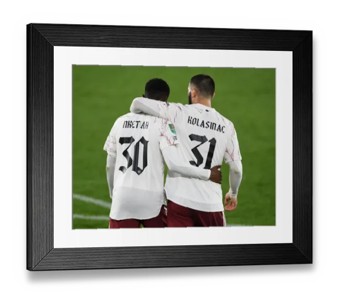 Framed Print : Arsenal's Kolasinac and Nketiah Square Off Against Leicester City in Carabao Cup Clash Framed Print : Arsenal's Kolasinac and Nketiah Square Off Against Leicester City in Carabao Cup Clash