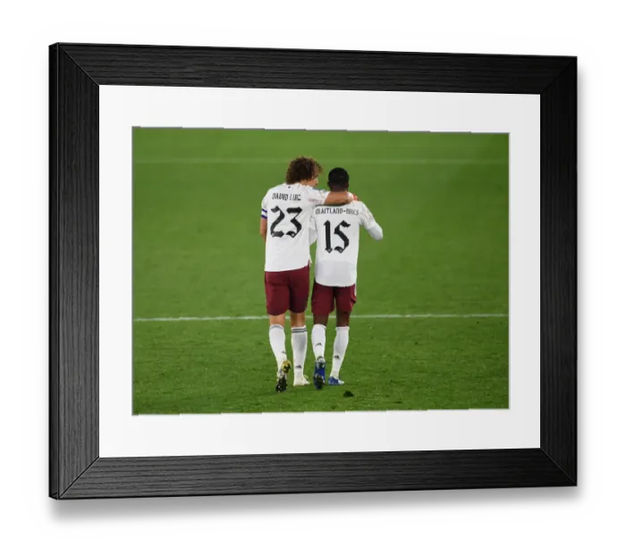 Framed Print : David Luiz vs. Ainsley Maitland-Niles: A Carabao Cup Battle at Leicester City