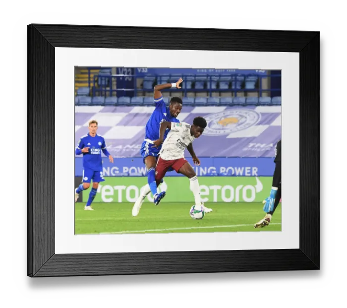 Framed Print : Bukayo Saka vs Daniel Amartey: Clash in the Carabao Cup Third Round - Leicester City vs Arsenal Framed Print : Bukayo Saka vs Daniel Amartey: Clash in the Carabao Cup Third Round - Leicester City vs Arsenal
