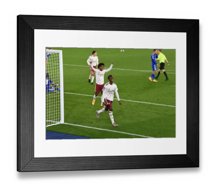 Framed Print : Eddie Nketiah Scores His Second: Arsenal Wins Carabao Cup Clash vs Leicester City