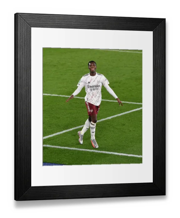 Framed Print : Eddie Nketiah Scores His Second Goal: Arsenal Progresses in Carabao Cup Against Leicester City