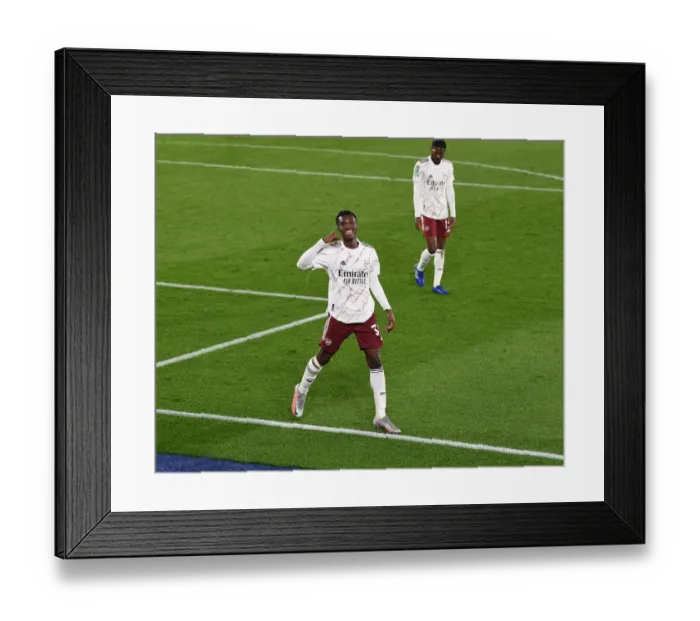 Framed Print : Nketiah Scores His Second: Arsenal Wins Carabao Cup Match vs Leicester City