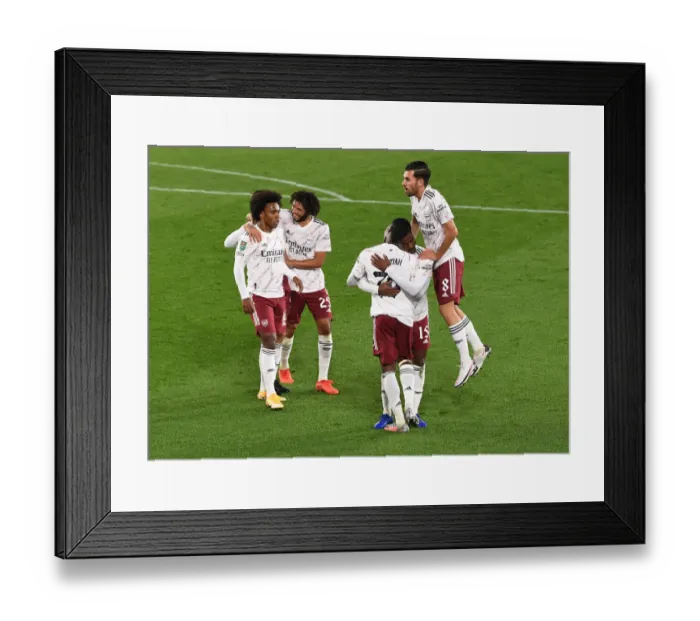 Framed Print : Arsenal's Eddie Nketiah Scores and Celebrates in Carabao Cup Clash vs Leicester City Framed Print : Arsenal's Eddie Nketiah Scores and Celebrates in Carabao Cup Clash vs Leicester City