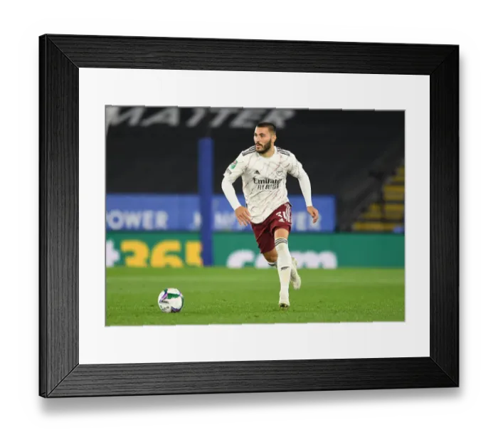 Framed Print : Arsenal's Sead Kolasinac in Action: Leicester City Showdown - Carabao Cup 2020-21