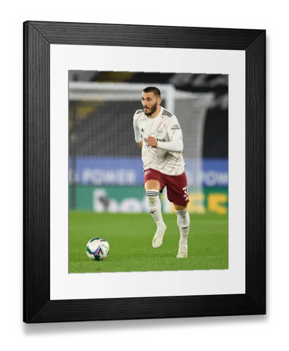Framed Print : Arsenal's Sead Kolasinac in Action: Leicester City Showdown - Carabao Cup 2020-21