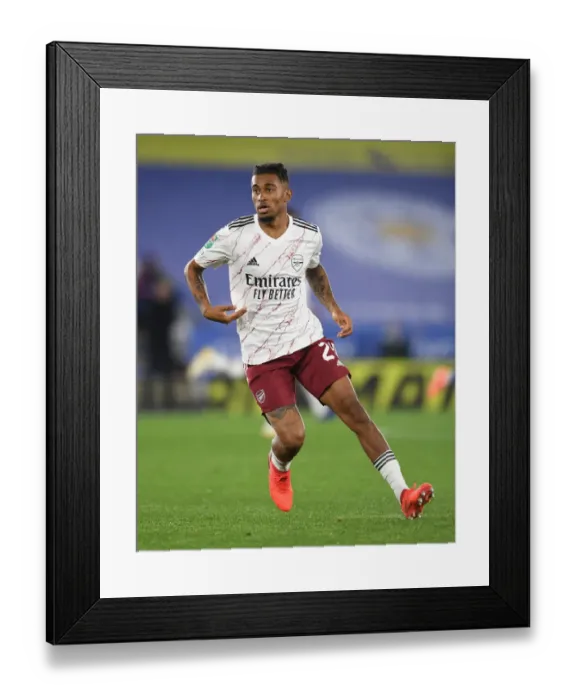 Framed Print : Leicester City vs Arsenal: Carabao Cup Clash - Reiss Nelson in Action
