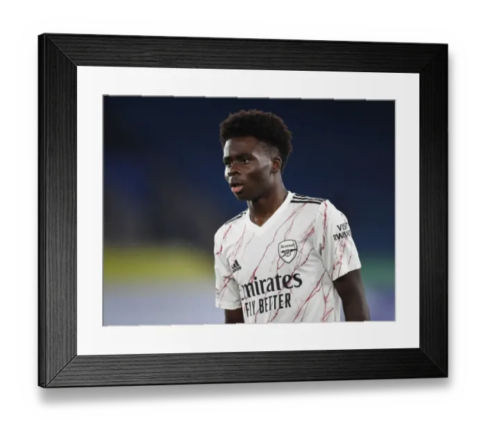 Framed Print : Bukayo Saka in Action: Arsenal vs Leicester City, Carabao Cup 2020-21