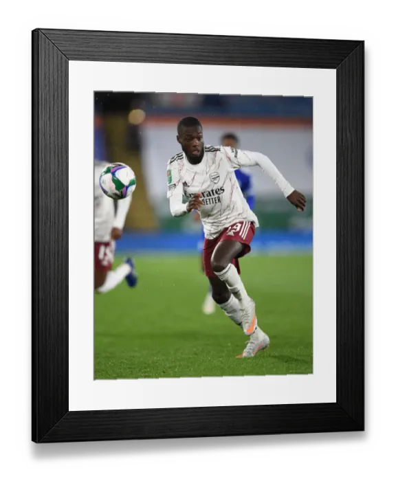 Framed Print : Nicolas Pepe in Action: Leicester City vs Arsenal, Carabao Cup 2020-21