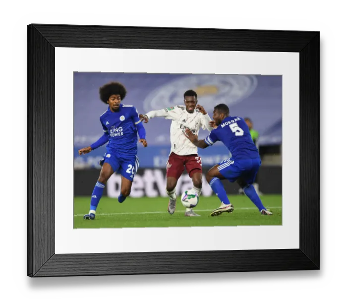 Framed Print : Clash of the Titans: Nketiah vs Choudhury and Morgan - Leicester vs Arsenal Carabao Cup Showdown Framed Print : Clash of the Titans: Nketiah vs Choudhury and Morgan - Leicester vs Arsenal Carabao Cup Showdown