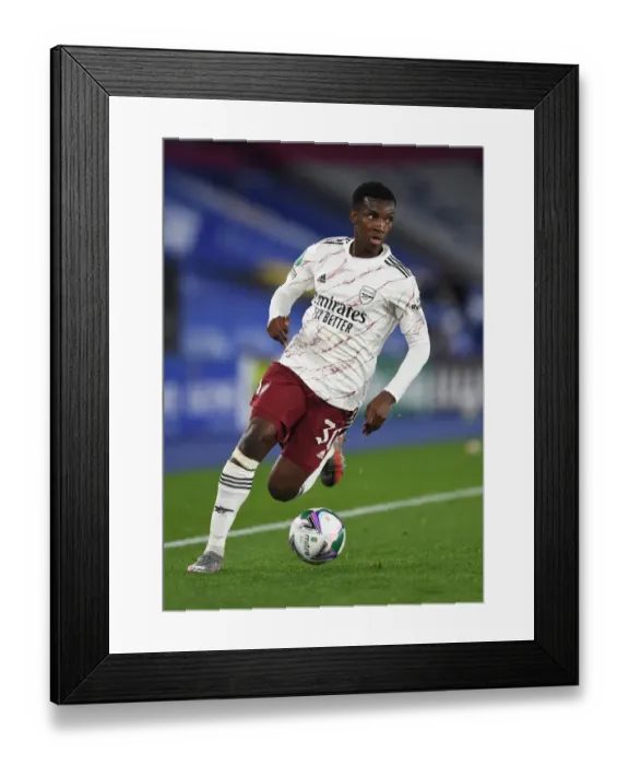 Framed Print : Arsenal's Eddie Nketiah Faces Off Against Leicester City in Carabao Cup Clash
