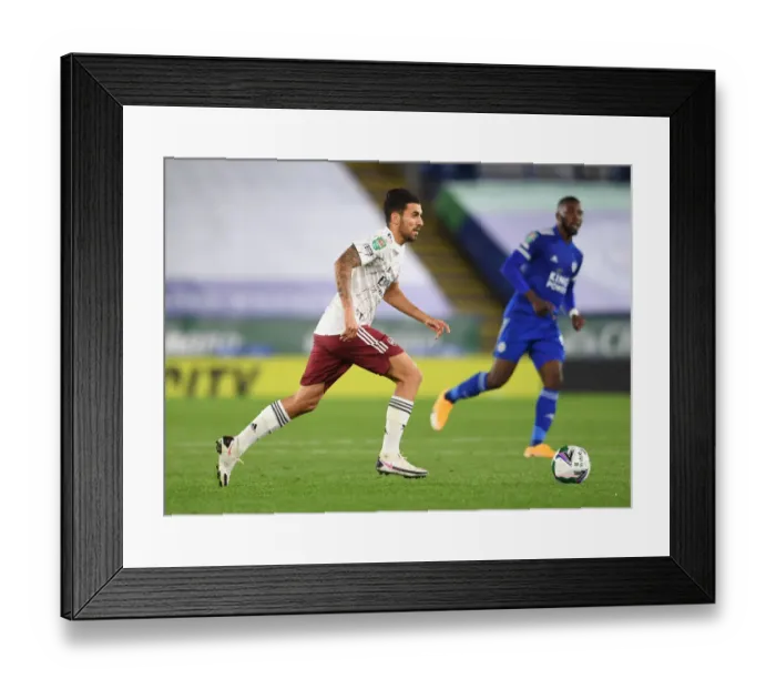 Framed Print : Dani Ceballos in Action: Leicester City vs Arsenal, Carabao Cup 2020-21