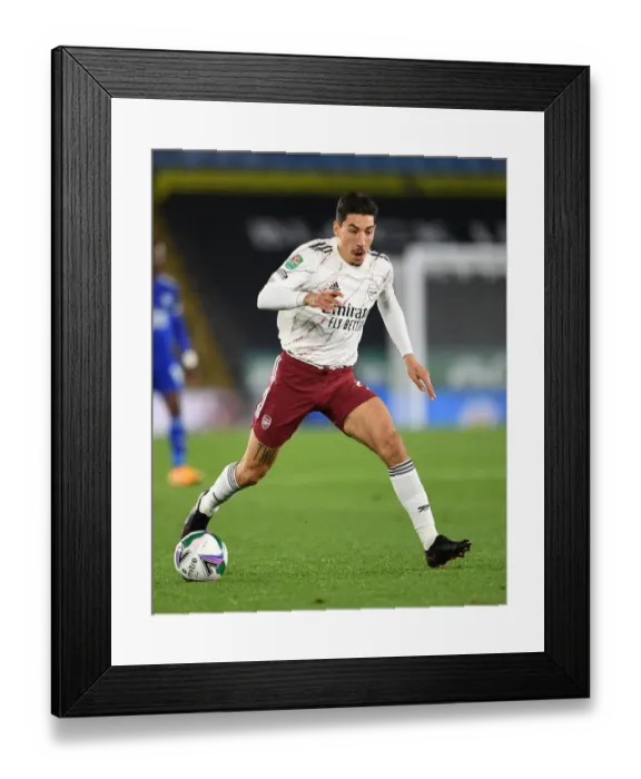 Framed Print : Hector Bellerin in Action: Leicester City vs Arsenal, Carabao Cup 2020-21