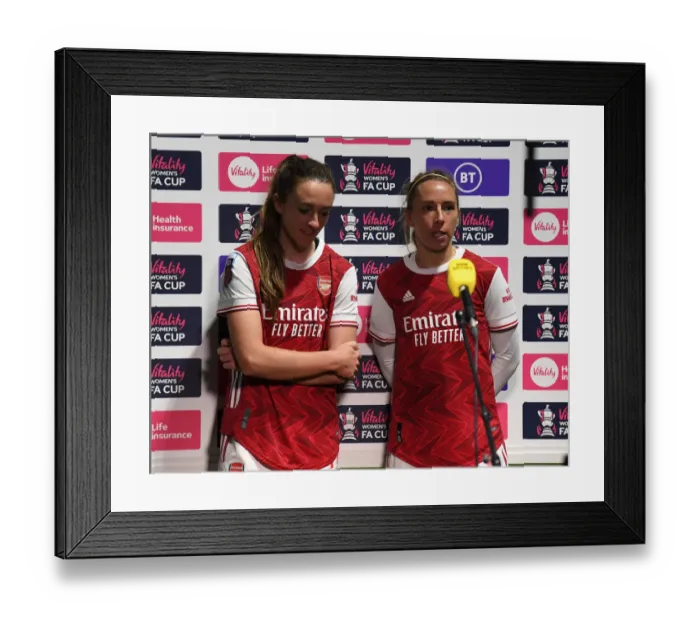 Framed Print : Arsenal Women's FA Cup Triumph: Exclusive Post-Match Interview with Lisa Evans and Jordan Nobbs