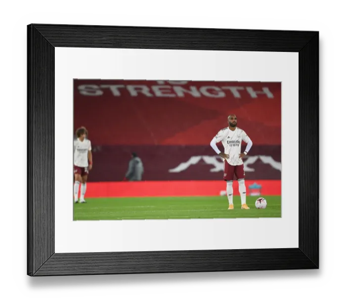 Framed Print : Arsenal's Alex Lacazette at Empty Anfield: Liverpool vs Arsenal, 2020-21 Premier League