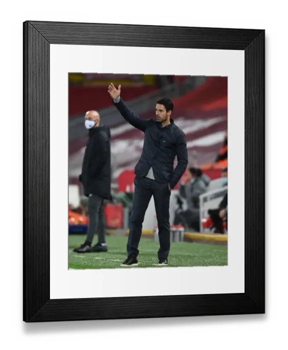 Framed Print : Arsenal's Mikel Arteta at Anfield: Liverpool vs Arsenal, 2020-21 Premier League