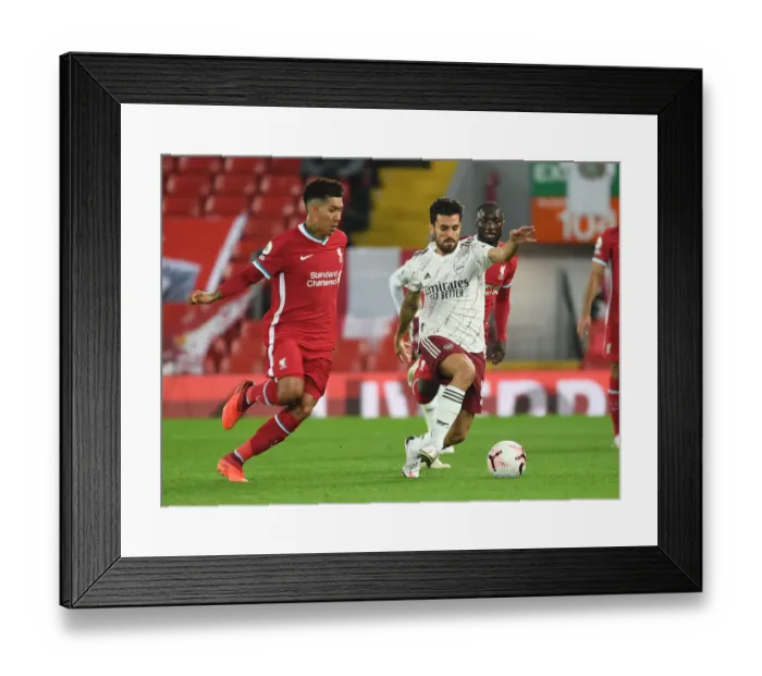 Framed Print : Dani Ceballos vs. Roberto Firmino: A Battle at Anfield in the 2020-21 Premier League Framed Print : Dani Ceballos vs. Roberto Firmino: A Battle at Anfield in the 2020-21 Premier League