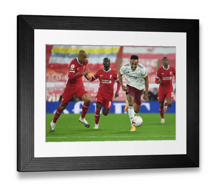 Framed Print : Aubameyang vs Fabinho: Liverpool vs Arsenal, 2020-21 Premier League Clash Amidst Pandemic