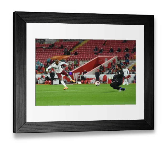 Framed Print : Lacazette Denied by Alisson: Liverpool vs. Arsenal, 2020-21 Premier League Framed Print : Lacazette Denied by Alisson: Liverpool vs. Arsenal, 2020-21 Premier League