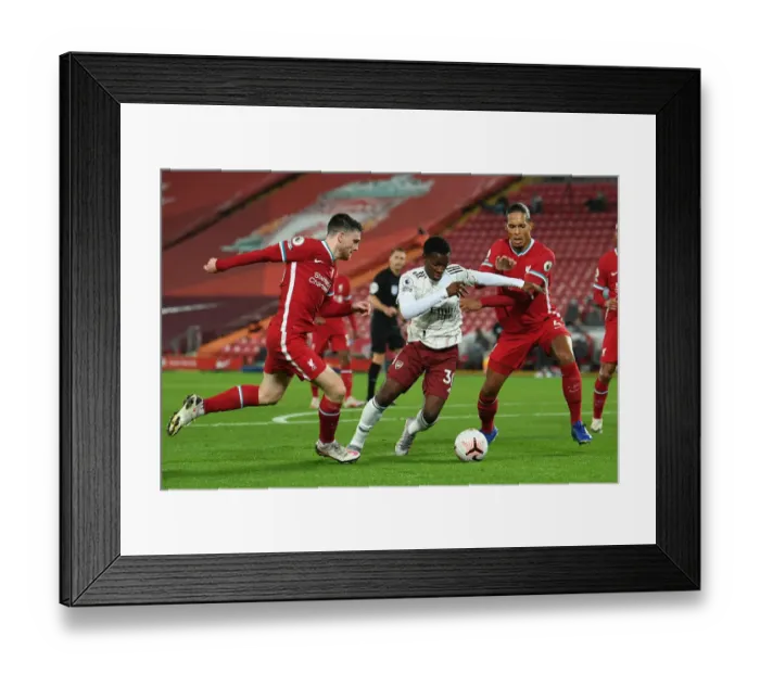 Framed Print : Nketiah Breaks Through: Liverpool vs. Arsenal, 2020-21 Premier League