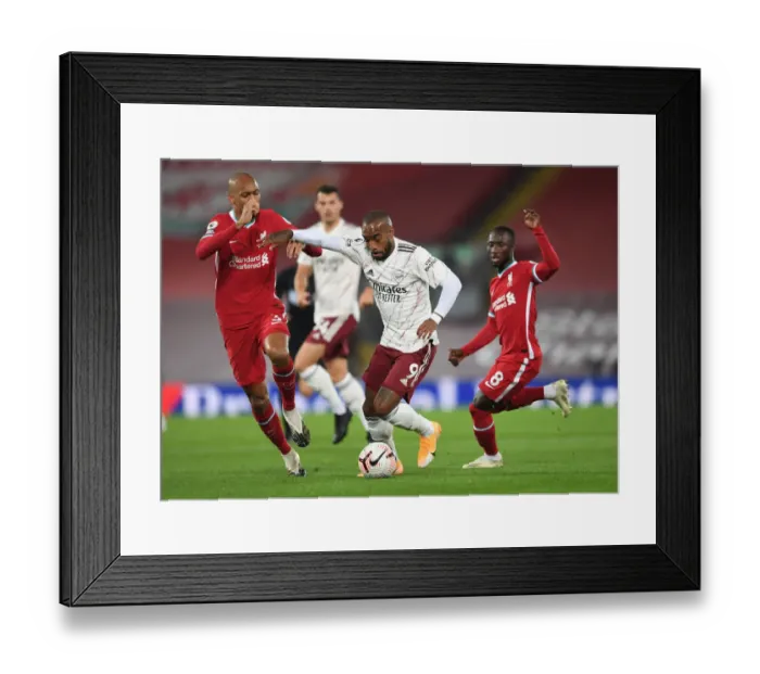 Framed Print : Lacazette vs. Fabinho & Keita: Liverpool vs. Arsenal, 2020-21 Premier League Clash