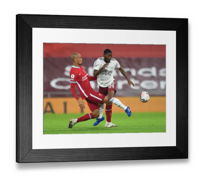 Framed Print : Liverpool vs Arsenal: Ainsley Maitland-Niles vs Fabinho Clash in Empty Anfield (Premier League 2020-21) Framed Print : Liverpool vs Arsenal: Ainsley Maitland-Niles vs Fabinho Clash in Empty Anfield (Premier League 2020-21)