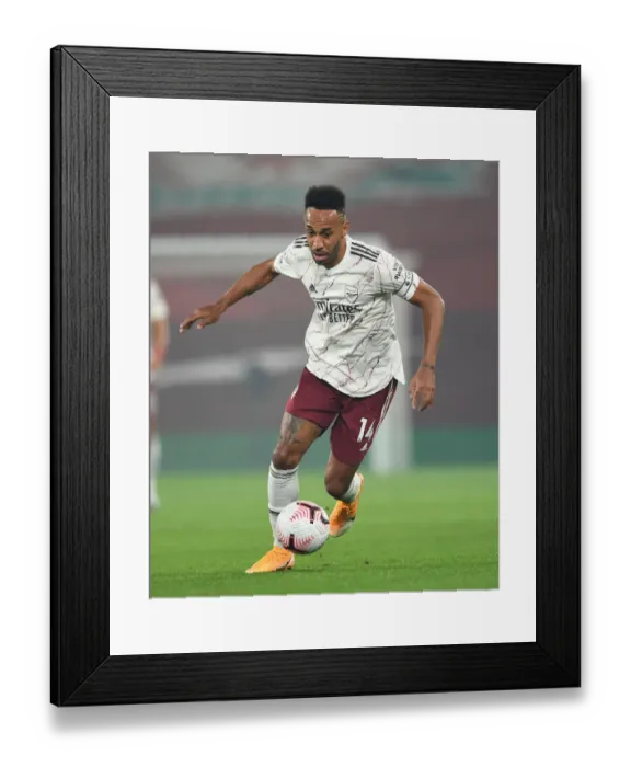 Framed Print : Arsenal's Aubameyang Faces Liverpool in Empty Anfield (2020-21 Premier League)