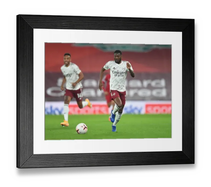 Framed Print : Arsenal's Ainsley Maitland-Niles at Anfield: Liverpool vs Arsenal, 2020-21 Premier League