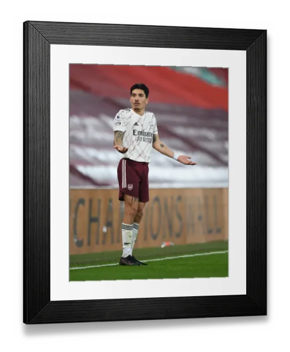 Framed Print : Arsenal's Bellerin Faces Liverpool in Empty Anfield (2020-21 Premier League)