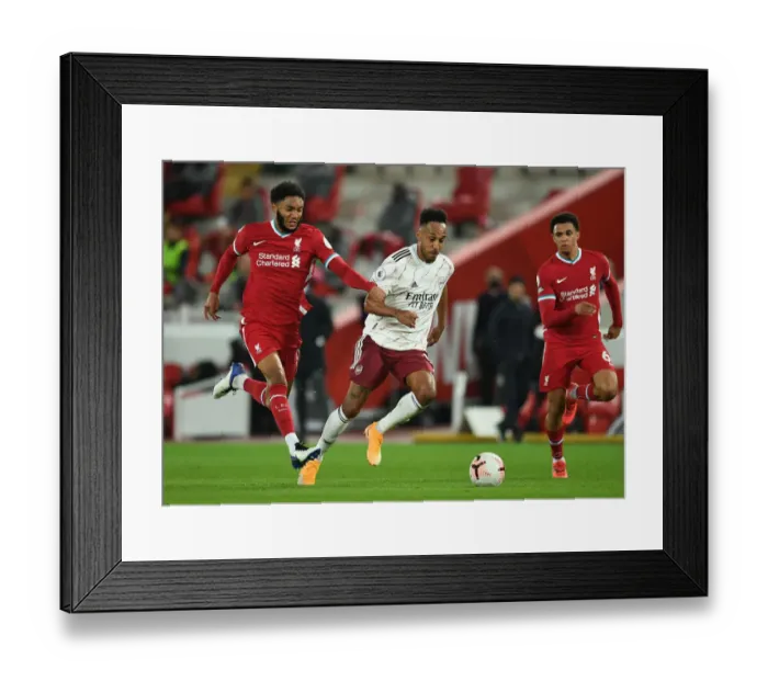 Framed Print : Pierre-Emerick Aubameyang vs. Joe Gomez: A Battle at Anfield in the 2020-21 Premier League Framed Print : Pierre-Emerick Aubameyang vs. Joe Gomez: A Battle at Anfield in the 2020-21 Premier League