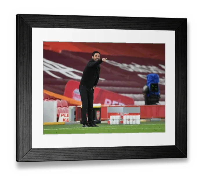 Framed Print : Arteta at Empty Anfield: Carabao Cup Clash Amidst COVID-19 Pandemic (Liverpool vs Arsenal, 2020-21) Framed Print : Arteta at Empty Anfield: Carabao Cup Clash Amidst COVID-19 Pandemic (Liverpool vs Arsenal, 2020-21)