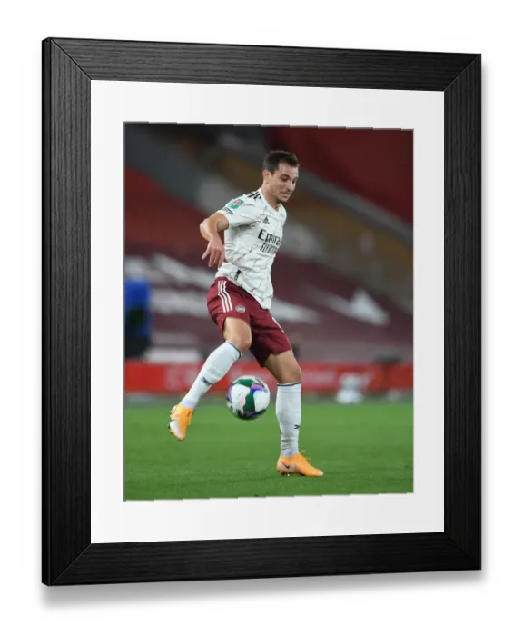 Framed Print : Arsenal's Cedric Faces Liverpool in Empty Anfield - Carabao Cup 2020-21