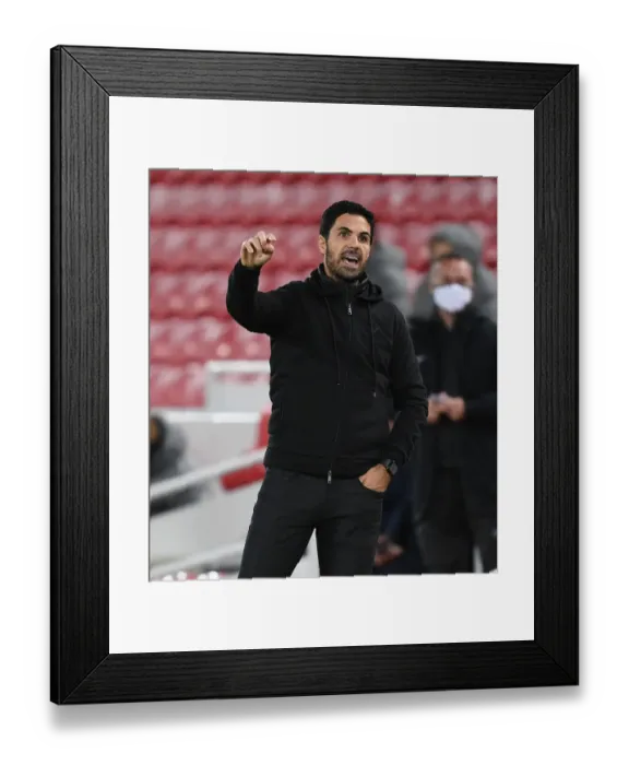 Framed Print : Arsenal's Arteta Faces Liverpool in Empty Anfield: Carabao Cup Clash Amidst Pandemic, 2020-21