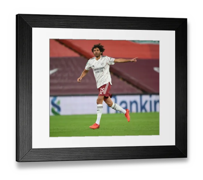 Framed Print : Arsenal's Mo Elneny at Empty Anfield: Carabao Cup Clash Against Liverpool