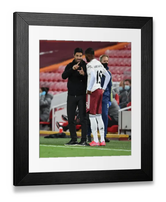 Framed Print : Mikel Arteta at Anfield: A Quiet Battle in the Carabao Cup