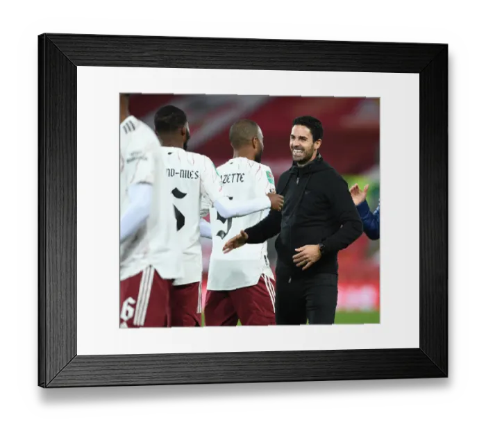 Framed Print : Arteta Consoles Maitland-Niles: Empty Anfield's Carabao Cup Showdown