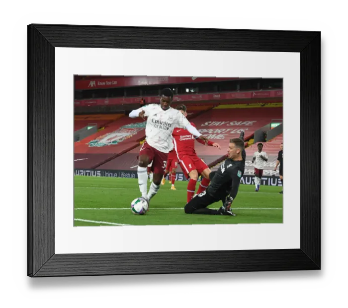 Framed Print : Carabao Cup Drama: Nketiah's Penalty Saved by Adrian - Liverpool vs Arsenal