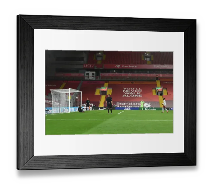 Framed Print : Empty Anfield: Ainsley Maitland-Niles Scores Decisive Penalty in Carabao Cup Showdown Amidst COVID-19 Restrictions Framed Print : Empty Anfield: Ainsley Maitland-Niles Scores Decisive Penalty in Carabao Cup Showdown Amidst COVID-19 Restrictions
