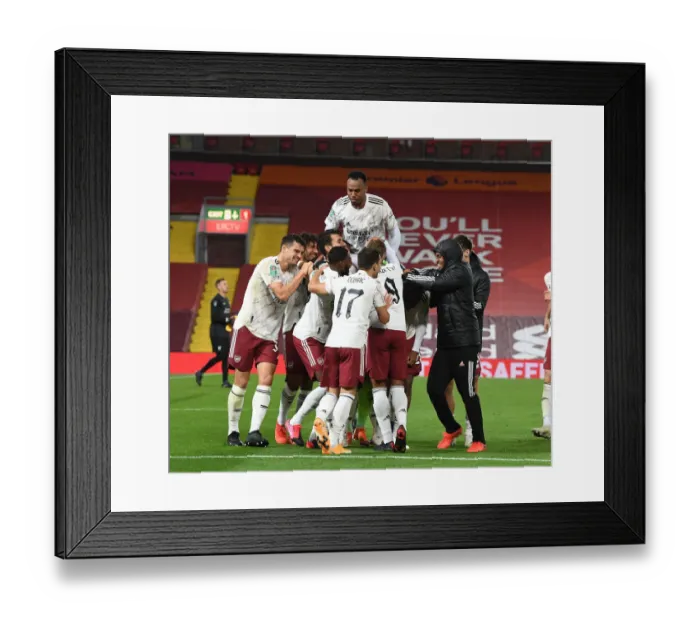 Framed Print : Arsenal's Surprising Carabao Cup Triumph at Empty Anfield: Overcoming Liverpool Amidst the Pandemic