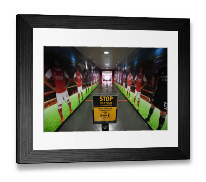 Framed Print : Empty Emirates: Arsenal vs Sheffield United in the Pandemic Premier League (2020-21)