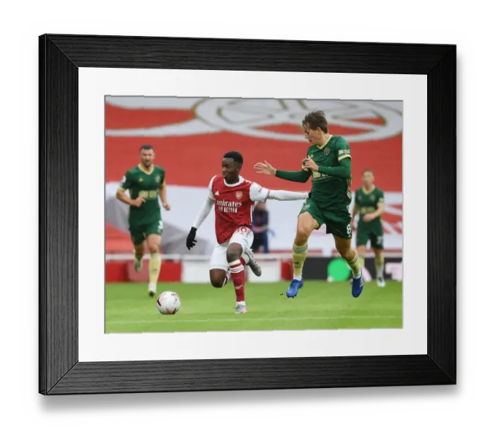 Framed Print : Arsenal vs Sheffield United: Nketiah Clashes with Berge in Empty Emirates Stadium, Premier League 2020-21