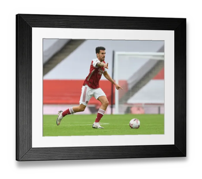 Framed Print : Arsenal's Dani Ceballos in Action at Emirates Stadium (2020-21) - A Premier League Match Behind Closed Doors (Arsenal v Sheffield United)